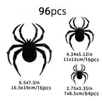 3D Black PVC Bat & Spider Wall Stickers – Halloween Spooky Decor