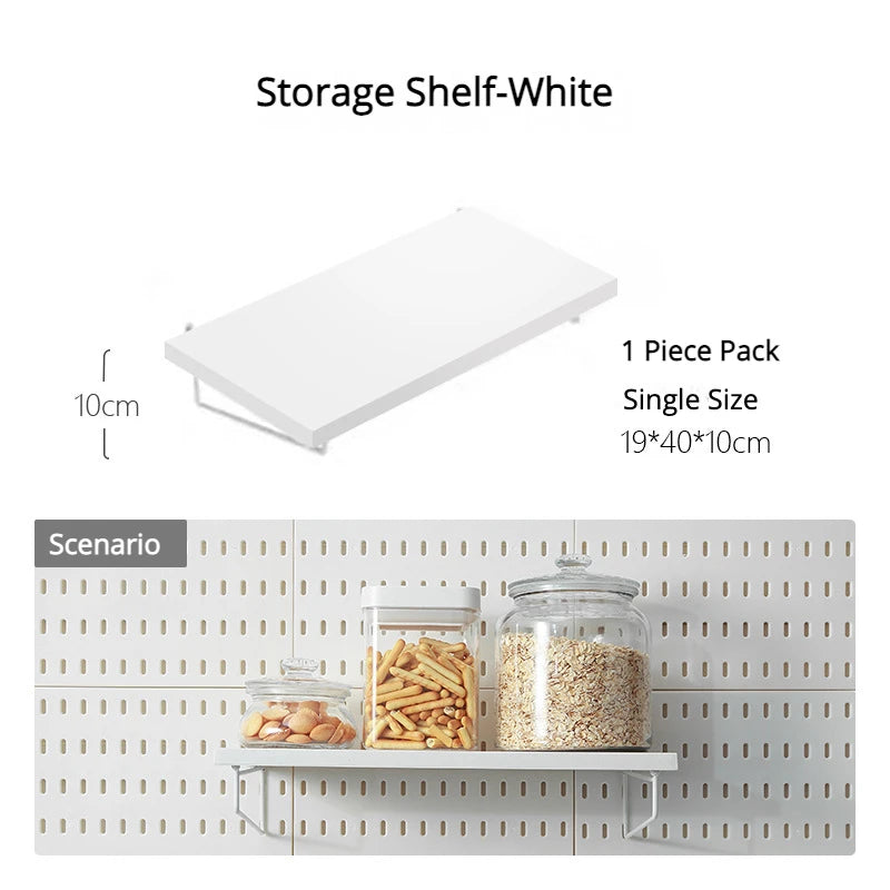 New DIY Pegboard Accessories Hanging Shelf Storage Hooks Wall Organizer No Punching Crafts Organization For Garage Kitchen Room