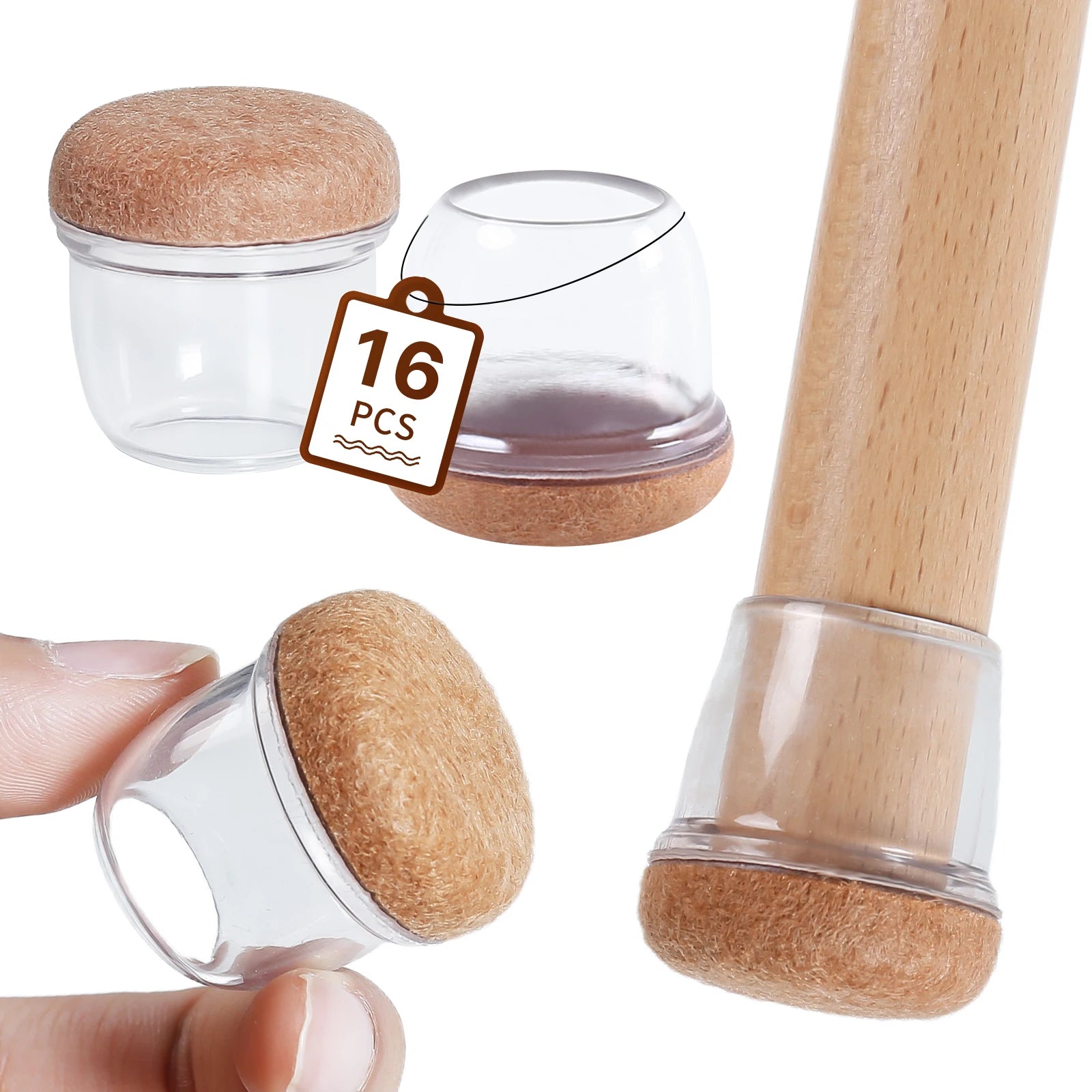 16PCS Silicone Chair Leg Caps Non-Slip Prevent Scratches Silent  Hardwood Floor Protector Waterproof Felt Furniture Feet Pad