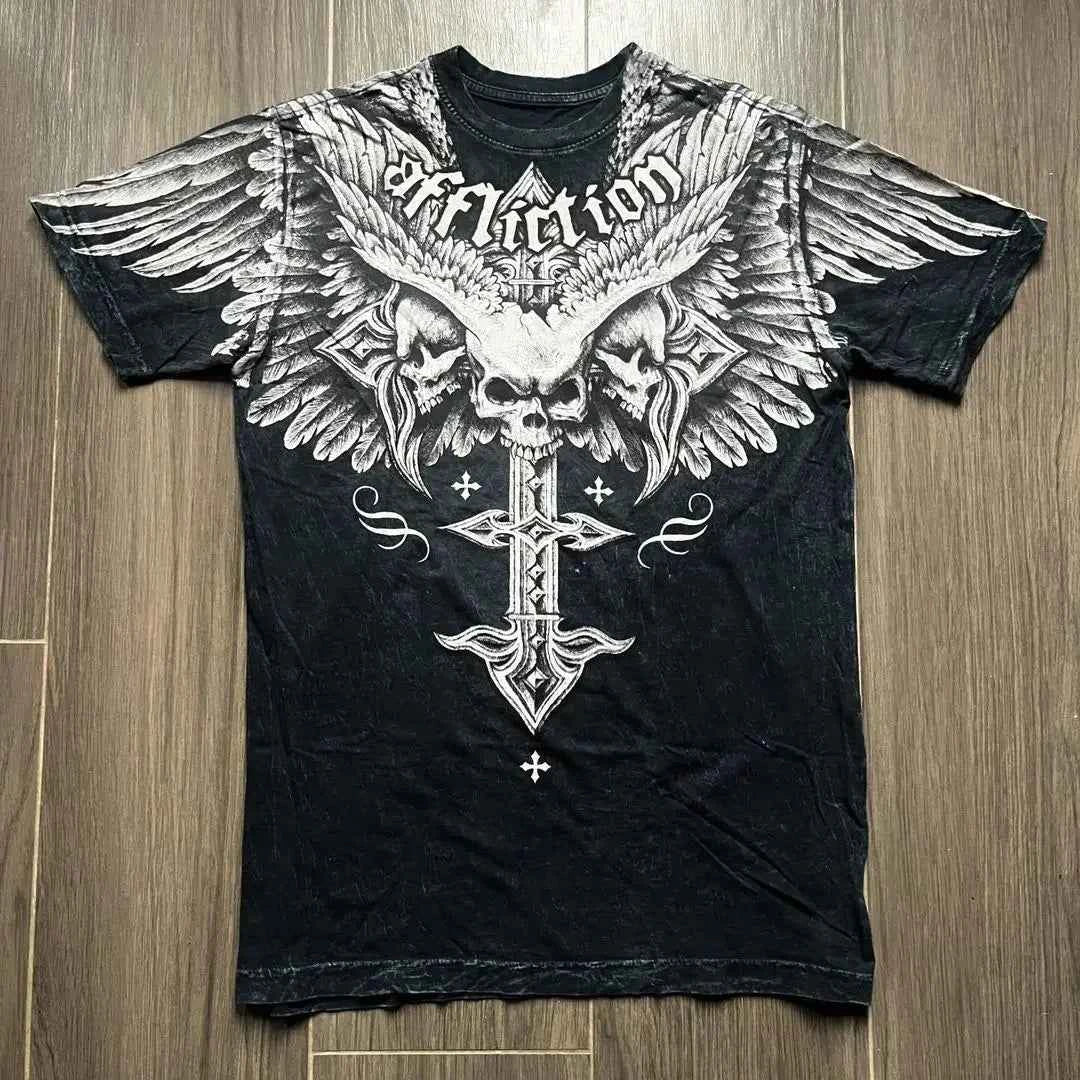 2000s affliction Graphic T-Shirt Mens Large Grunge Wings New Fashion Style Couple Tops Pure Cotton Shirt