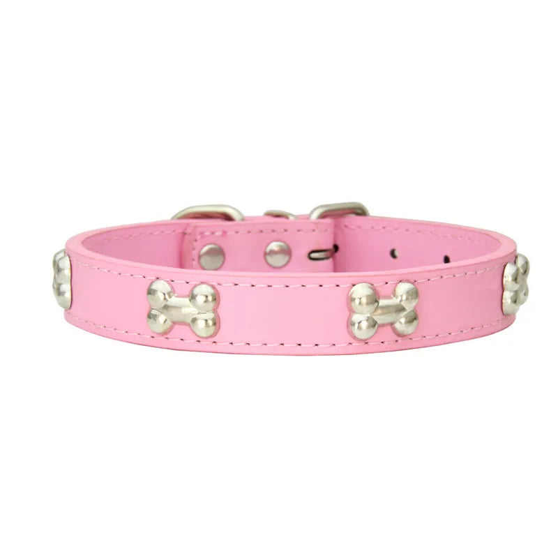 Bone Leather Durable Pet Dog Collars Puppy Pug Collars for Small Large Dog Chihuahua Cat Accessories Pet Collar for Small Dogs - WTN Essentials 
