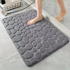 3D Non-Slip Bathroom Mat – Absorbent Cobblestone Embossed Bath & Door Floor Mat, Machine Washable & Quick Drying