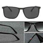 Classic Square Men’s Sunglasses Lightweight Black Frame for Travel & Daily Wear