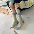 Fashion Harajuku Retro Crew Socks Women Korean Style Vintage Streetwear Women Socks College Style School Girls Cotton Long Socks