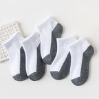 12 pairs basic children's short socks - white and gray design, breathable - suitable for boys and girls back-to-school season