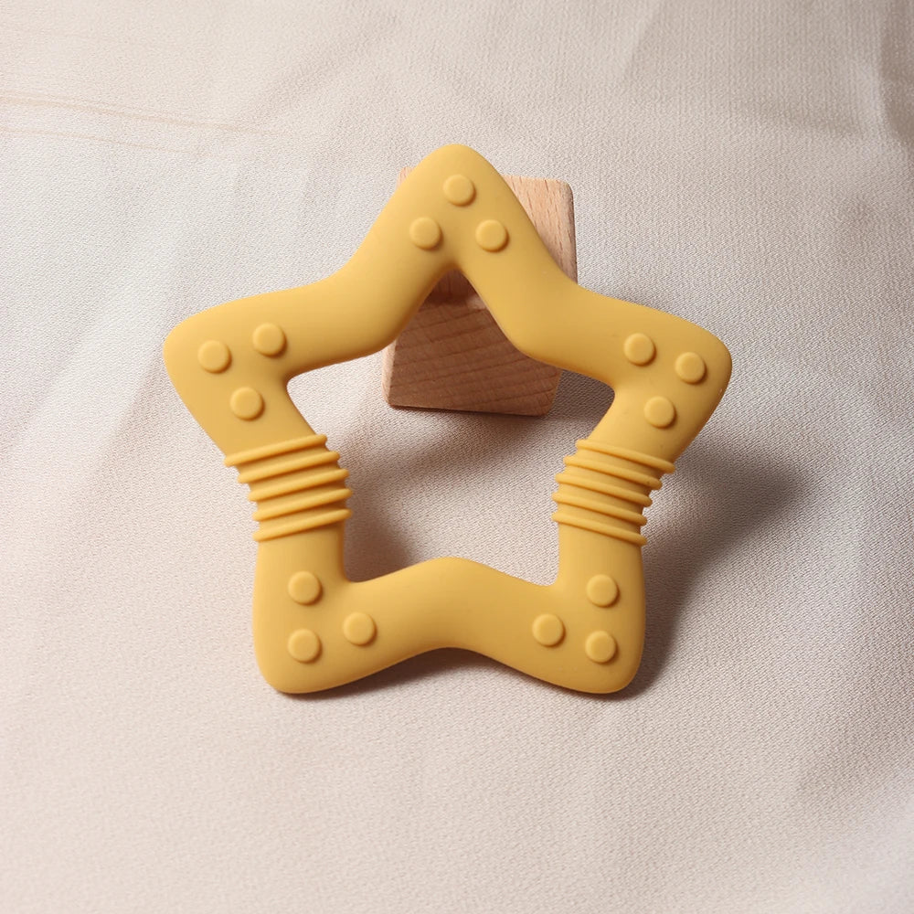 2024 new star silicone teether Food Grade heart baby Teething toy