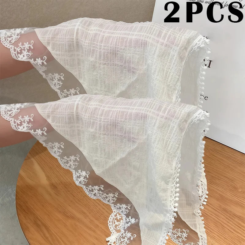 French Chic Alice White Lace Triangle Hair Wrap Fashion Accessory ﻿