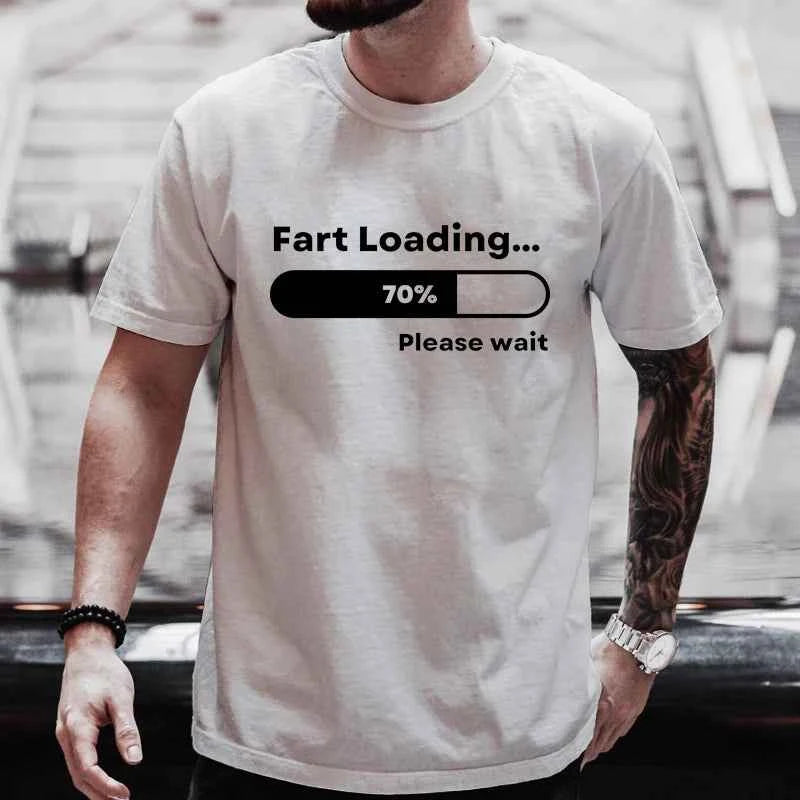 Huge Fart Loading Men's T-shirt Humor Tee Joke Gag Tshirt for Dad Gifts Guys Male Clothes Short Sleeve Tees Funny Graphic Tops