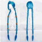 LOL Jinx Cosplay Wig Long Braided Blue The Loose Cannon Wig with Blue Braid Heat Resistant Synthetic Hair Anime Wigs