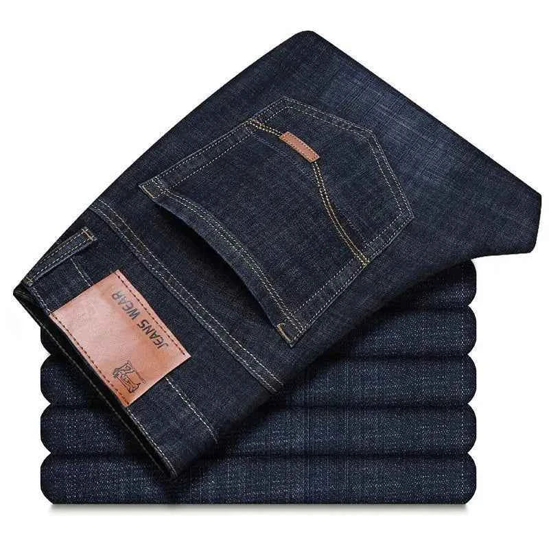 Men's Soft Straight Denim Pants 2025 Autumn Classic Business Black Biker Jeans Overalls Masculino Pantalone Hombre Mannen Homme