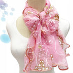 Lace Scarf Women Lightweight Hijab Elegant 2024 Print Silk Neckerchief Shawl Wraps Headband Handle Hair Accessories Bandana
