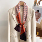 50 Color New Women Silk Feel Printed Design Scarf Shawl Fashion Luxury Long Narrow Small Silk Scarves Ladies Headband Headscarve