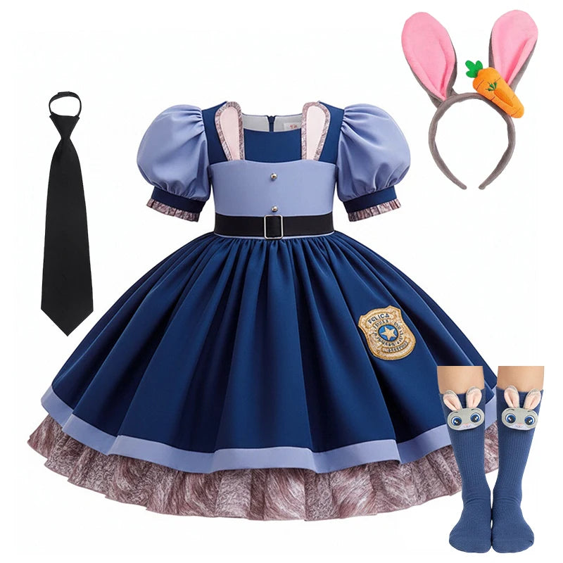 Disney Baby Girls Cosplay Zootopia Judy Bunny Costume For Children carnival Festival Dress Rabbit Police Zoo Fancy Clothes 2026