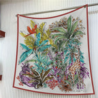 90cm Brand Square Scarf Women Fashion Floral Twill Silk Scarf Shawl Hijab Luxury Bandana Foulard Neckerchief Head Scarf For Lady