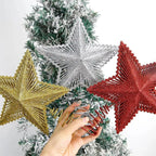 25cm Christmas Tree Top Glitter Gold Silver Star Home Xmas Tree Ornaments Christmas Decoration For Home 2024 Natal New Year 2025