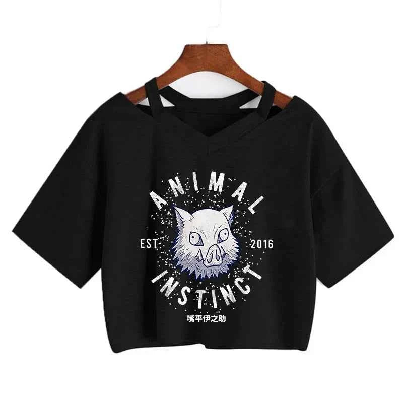 Demon Slayer T Shirt Nezuko Tshirt Women Kimetsu No Yaiba Crop Top Tees Japanese Anime Tanjirou Kamado Tops Manga T-shirt Female