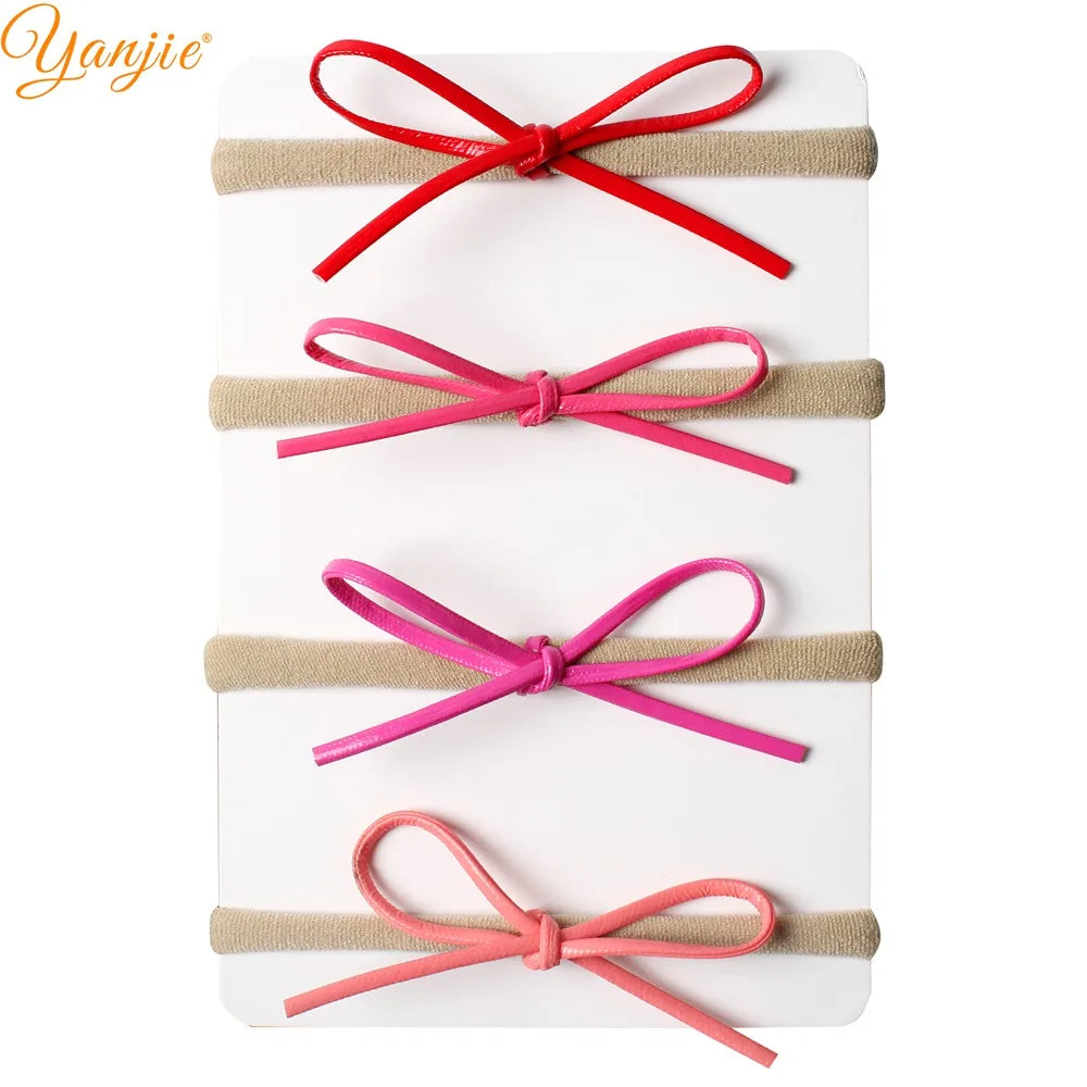 1 Set 2024 Classical European Suede Tied Hair Bow Baby Nylon Headband DIY Hair Accessories Hair Bands for Girl Headwear