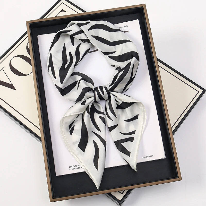 2024 Luxury Square Silk Scarf for Women Hijab Hair Bands Neckerchief Female Satin Shawl Ribbon Headband Fashion Wraps Bandana