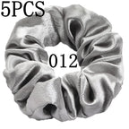 10/5 Pcs Satin Hair Scrunchies Set for Women & Girls – Soft Silk Elastic Hair Bands | Elegant Solid Color Ponytail Holders & Headwear Accessories