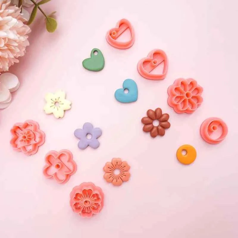 Flowers/Love Soft Ceramic Earring Mold Polymer Clay Cutter DIY Handmade Jewelry Pendant Quick Modeling Cutting Ceramic Tool