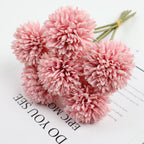 6 Artificial Dandelion and Chrysanthemum Ball Bouquets - Perfect for Home, Office, Coffee Shop, Garden Party, Wedding Decoration