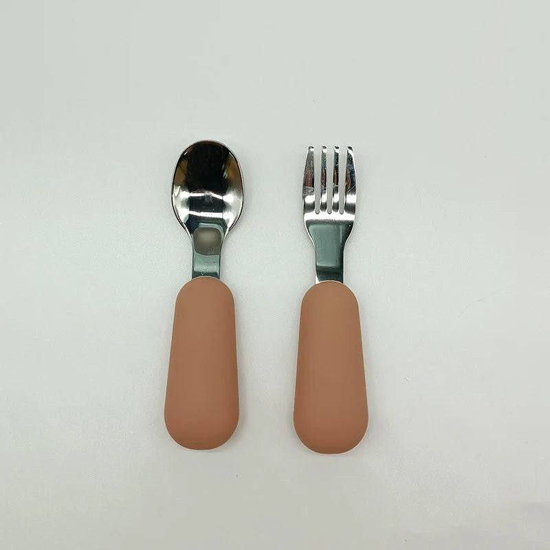 Baby Gadgets Tableware Set Children Utensil Stainless Steel Toddler Dinnerware Cutlery Cartoon Infant Food Feeding Spoon Fork