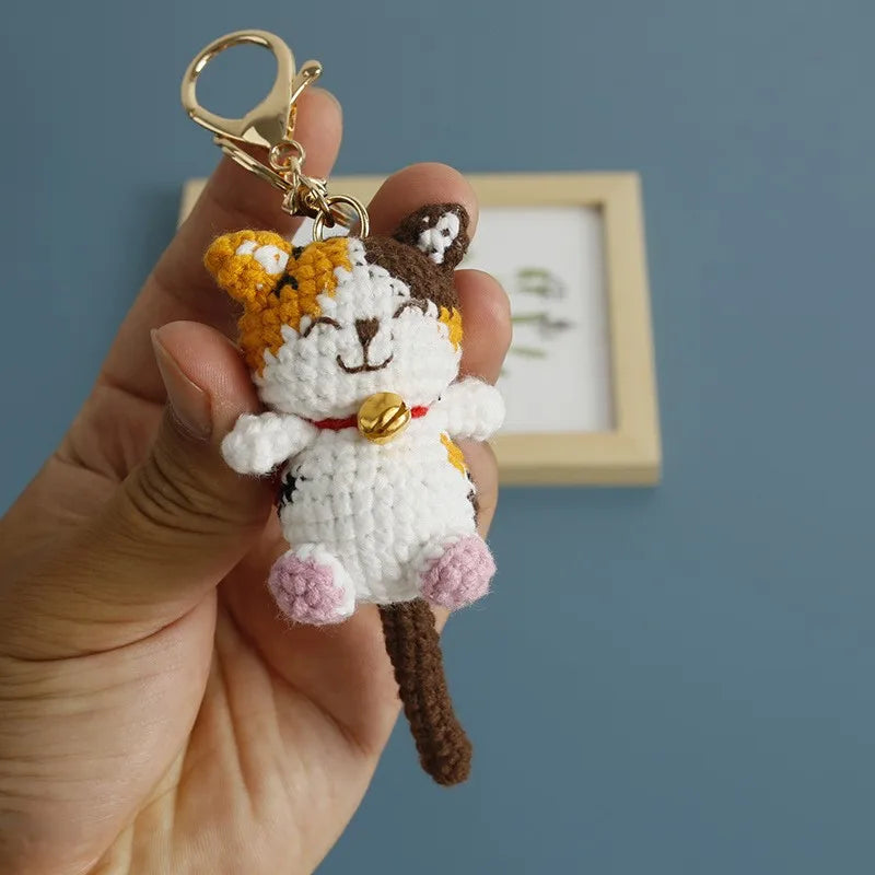 Cute Crochet Kitten Keychain Smiling Cat Bag Charm
