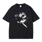 Funny Meme Smoking Cat Face Graphic T-shirts Men Women Casual Cotton Vintage T Shirts Men's Oversized T-shirts Cats Lovers Gifts