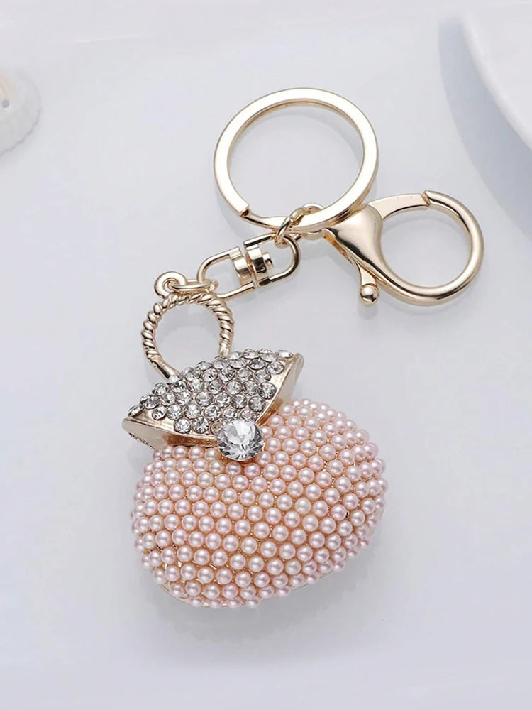 Korean Pearl Beads Diamond Studded Key Chain Advanced Exquisite Bag Pendant Holiday Gifts ﻿ ﻿