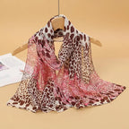 2024 New Print Chiffon Scarf Shawl Women Sunscreen Silk Scarf Turban Long Wrap Beach Travel Outdoor Accessories Trendy Headband