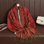 2025 new ethnic style retro shawl cashew flower geometric scarf cloak tassel scarf multi-color variety options available