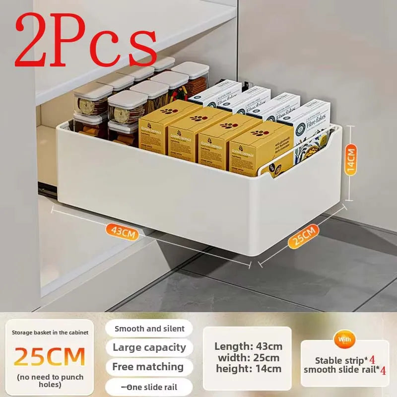 Pull-Out Kitchen Cabinet Organizer – Sliding Storage Drawer & Spice Rack