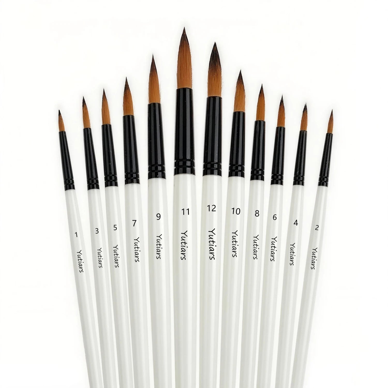 12Pcs Artist Paint Brush Set - Versatile Pointed & Round Tips for Watercolor, Acrylics, Ink, Gouache, Oil, Tempera