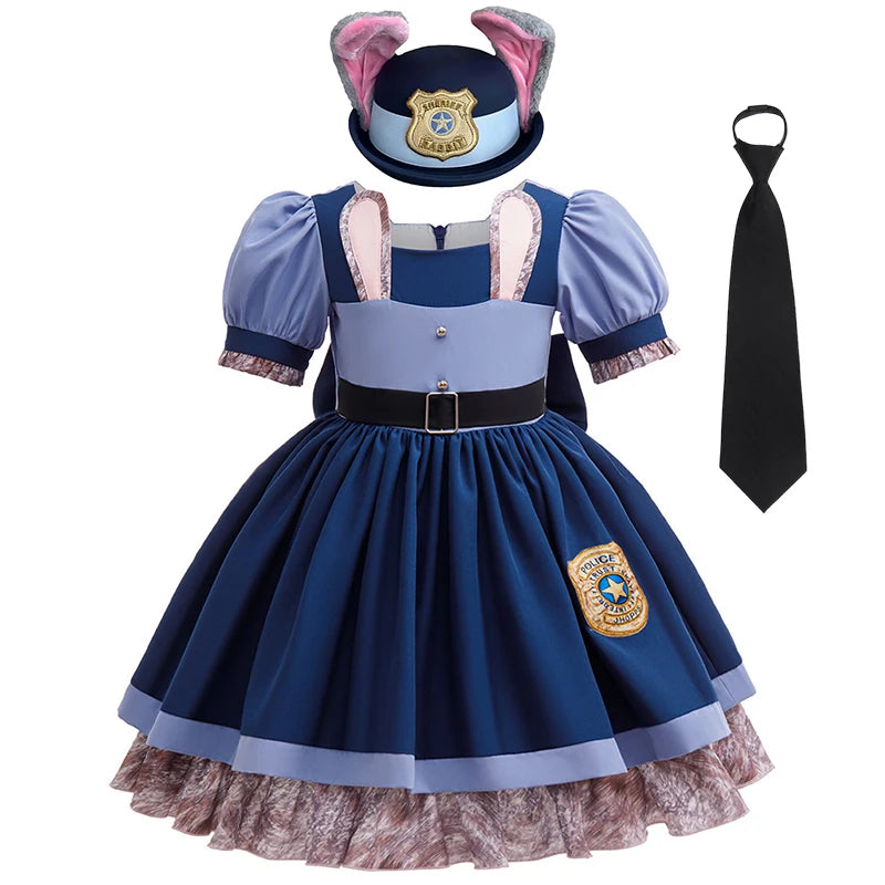 Disney Baby Girls Cosplay Zootopia Judy Bunny Costume For Children carnival Festival Dress Rabbit Police Zoo Fancy Clothes 2026