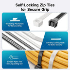 100-1000pcs Nylon Cable Zip Ties Adjustable Self-locking Cord Ties Durable Plastic Cable Ties Binding Wrap Straps for Office