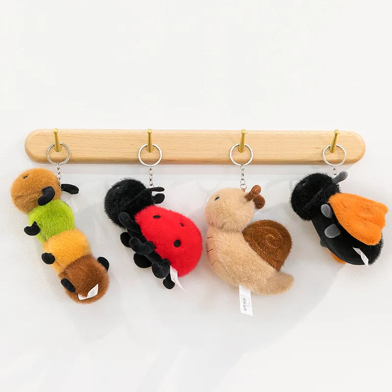 1 Piece Small Insect Plush Toy Doll Keychain Creative Stuffed Doll Bag Pendant Cute Snail Bee Keyring Birthday Gift