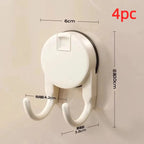 Suction Cup Hook No Drilling Required Bathroom Hooks Kitchen Door Back Clothes Hook Dual Hooks Strong Load-bearing Hooks