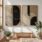 2pcs/set Japanese Retro Wabisabi Mountain Abstract Canvas Printing Abstract Green Sunset Flying Crane Wall Art Poster Home Decor