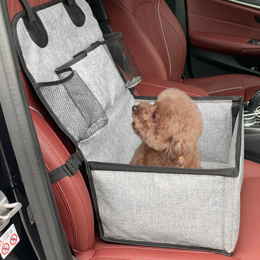 Dog Car Booster Seat – Front Seat Pet Carrier with Storage Pockets