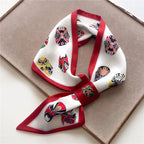 Luxury Brand Horse Print Skinny Neckerchief Scarf For Women Satin Silk Ribbons Bandana Ladies Neck Tie Wrist Wrap Shawl Echarpe
