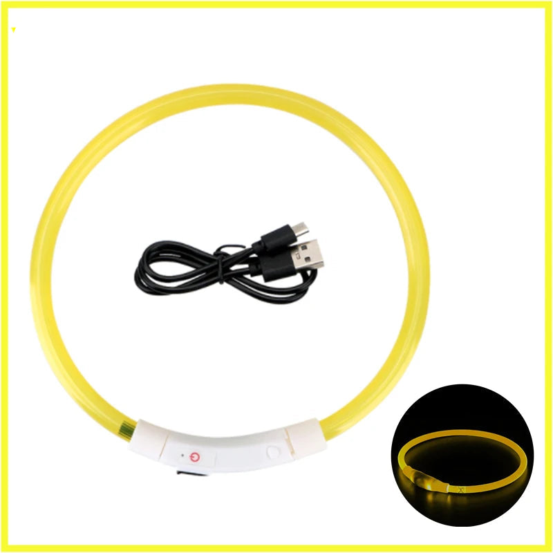 USB Rechargeable Luminous Collar Adjustable Led Glowing Dog Collar for Large Small Dogs Cat Night Light Collar Pet Safety Harnes - WTN Essentials 