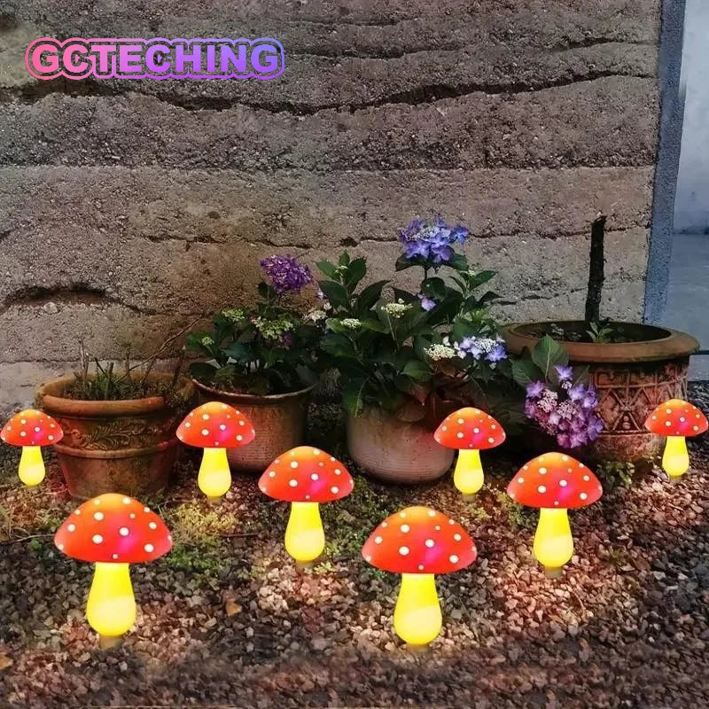 Solar Outdoor Lights, Cute Garden Mushroom Outdoor Decorative Pile String Lights, Solar Waterproof Outdoor Lights