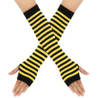 Warmer Knitted Long Fingerless Gloves Elbow Mittens Christmas Acces Gift Fashion Women Emo Gloves Lady Striped Elbow Gloves