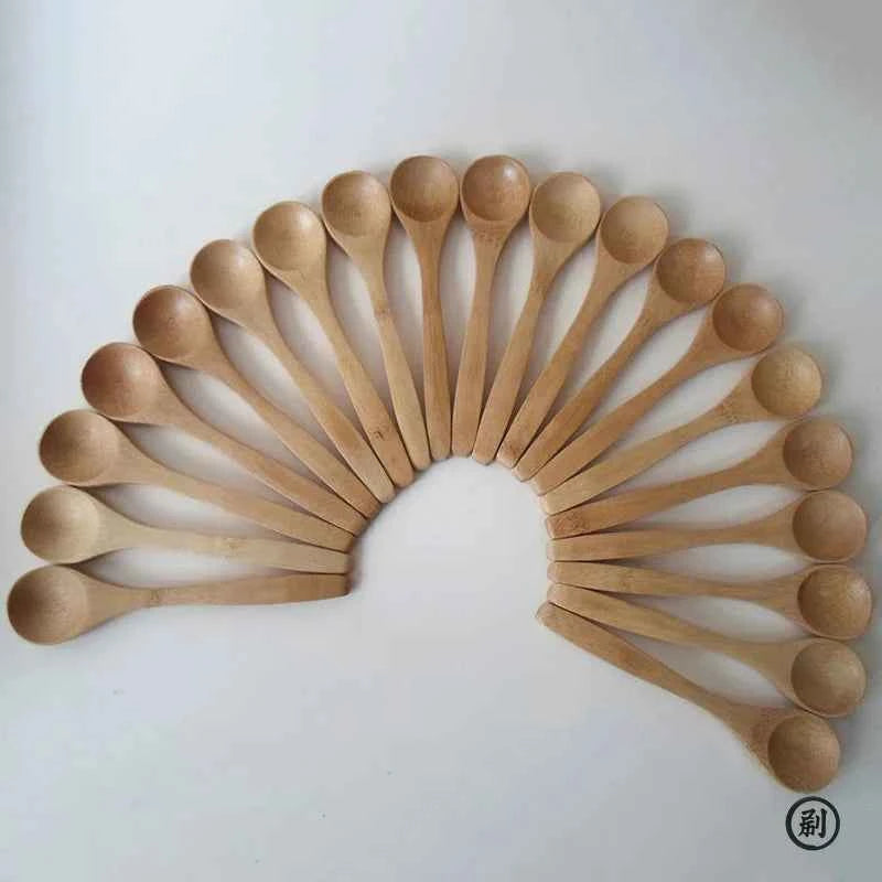 10pcs/Set Wooden Honey Spoon Ecofriendly Household Tableware Bamboo Kitchen Condiment Scoop Coffee Spoon Dessert Spoon Teaspoon