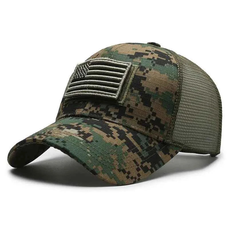 American Flag Camouflage Mesh Baseball Cap for Outdoor Adventures