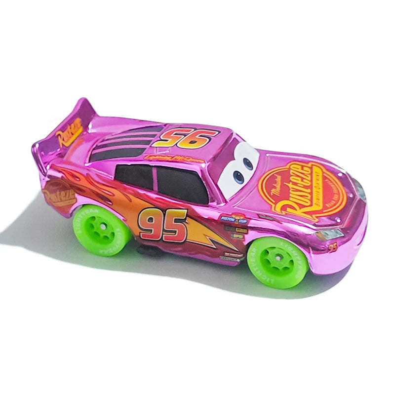 Pixar Cars Electroplated Pink 95 Lightning McQueen 1/55 Metal Die Casting Model Car Alloy Material Collectibles Racing Toys