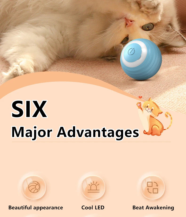 2PCS Cat Interactive Ball Indoor Automatic Rolling Magic Ball Smart Cat Toys Electronic Interactive Cat Toy Cat Game Accessories - WTN Essentials 