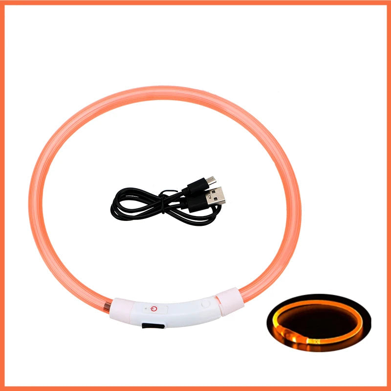 USB Rechargeable Luminous Collar Adjustable Led Glowing Dog Collar for Large Small Dogs Cat Night Light Collar Pet Safety Harnes - WTN Essentials 