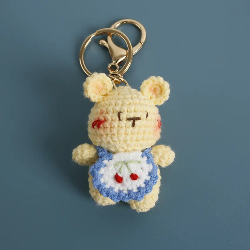 Cute Bear Couple Crochet Keychain Matching Animal Charm