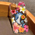 Flower Lily Hibiscue Print Clear Phone Case for Iphone 16 15 14 13 12 11 17 Pro Max Mini 16E 7 8 Plus Vintage Floral Soft 2030